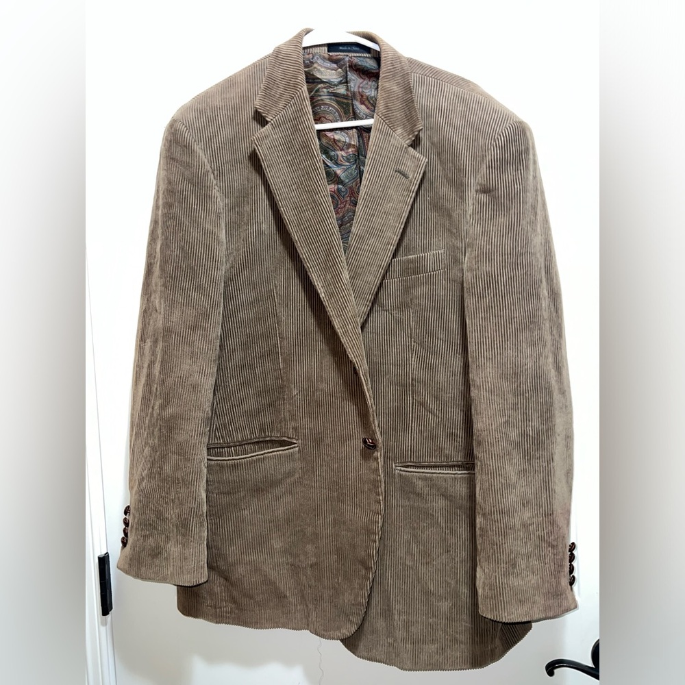 Ralph Lauren Blazer Sport Coat Mens 40R Beige Tan Corduroy Preppy Casual